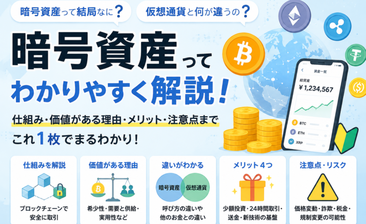 暗号資産とは？仕組み・価値の源泉・仮想通貨との違いを初心者向けにわかりやすく解説